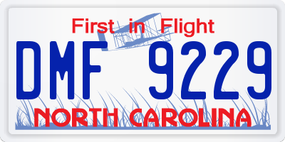 NC license plate DMF9229