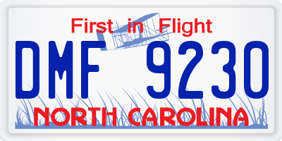 NC license plate DMF9230