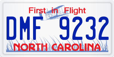 NC license plate DMF9232