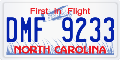 NC license plate DMF9233