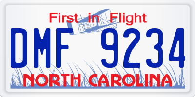 NC license plate DMF9234
