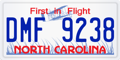 NC license plate DMF9238