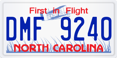 NC license plate DMF9240