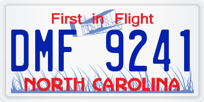 NC license plate DMF9241