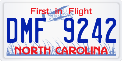 NC license plate DMF9242