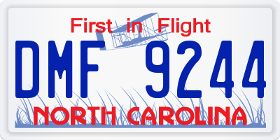 NC license plate DMF9244