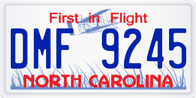 NC license plate DMF9245