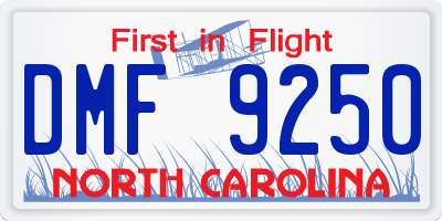 NC license plate DMF9250