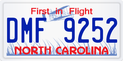 NC license plate DMF9252