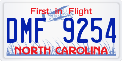 NC license plate DMF9254