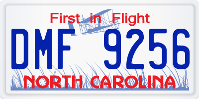 NC license plate DMF9256
