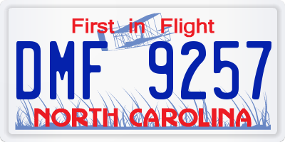 NC license plate DMF9257