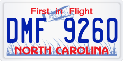 NC license plate DMF9260