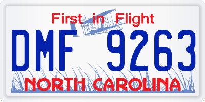 NC license plate DMF9263