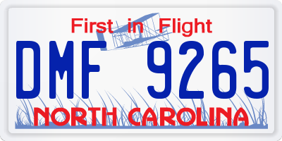 NC license plate DMF9265