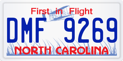 NC license plate DMF9269