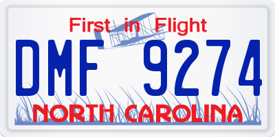 NC license plate DMF9274