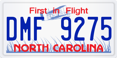 NC license plate DMF9275