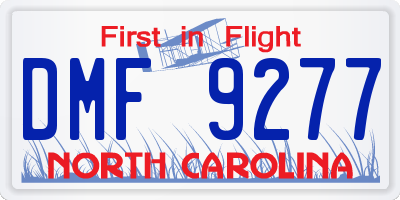 NC license plate DMF9277