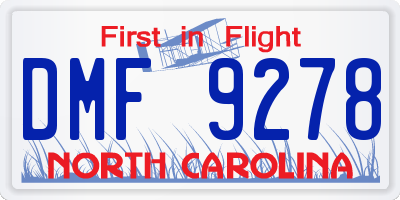 NC license plate DMF9278