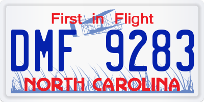 NC license plate DMF9283