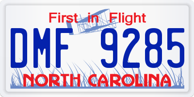 NC license plate DMF9285
