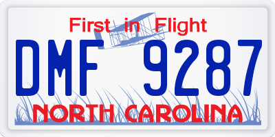 NC license plate DMF9287