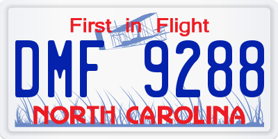 NC license plate DMF9288
