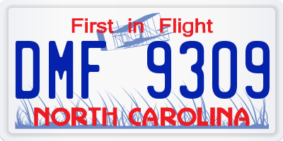 NC license plate DMF9309