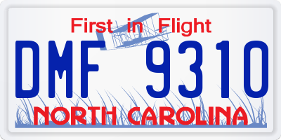 NC license plate DMF9310