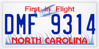 NC license plate DMF9314