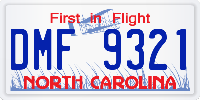 NC license plate DMF9321