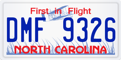 NC license plate DMF9326