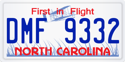 NC license plate DMF9332