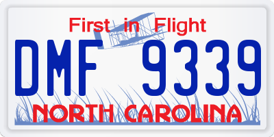 NC license plate DMF9339