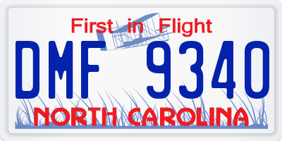 NC license plate DMF9340