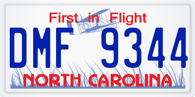 NC license plate DMF9344
