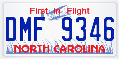 NC license plate DMF9346