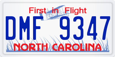 NC license plate DMF9347