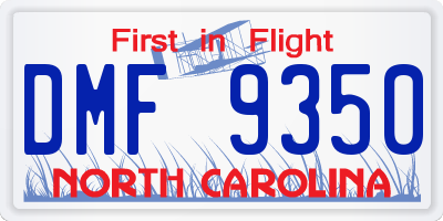 NC license plate DMF9350