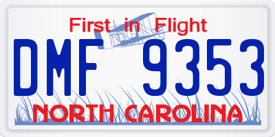 NC license plate DMF9353