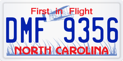 NC license plate DMF9356