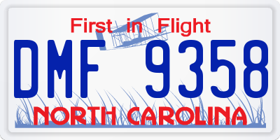 NC license plate DMF9358