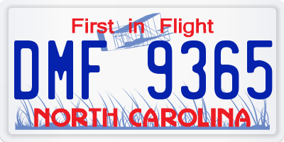 NC license plate DMF9365
