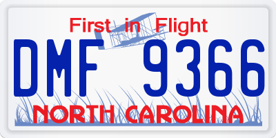 NC license plate DMF9366
