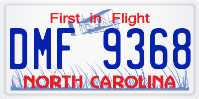 NC license plate DMF9368