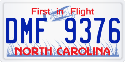 NC license plate DMF9376