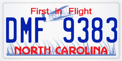 NC license plate DMF9383