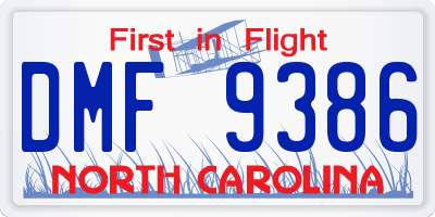 NC license plate DMF9386