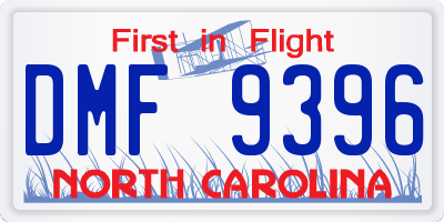 NC license plate DMF9396